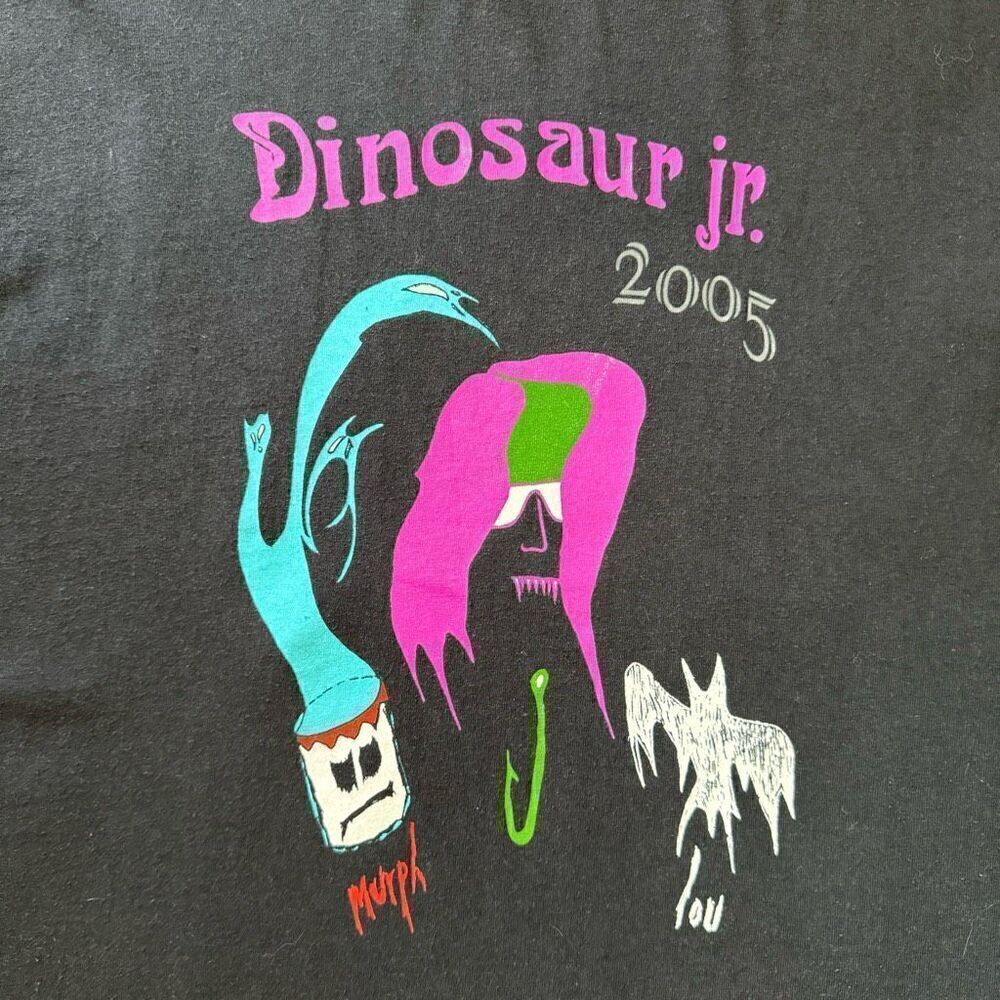 Y2K Men's XL Dinosaur Junior 2005 Band Tour Graphic Tee Shirt Black Alternative - Picture 2 of 5